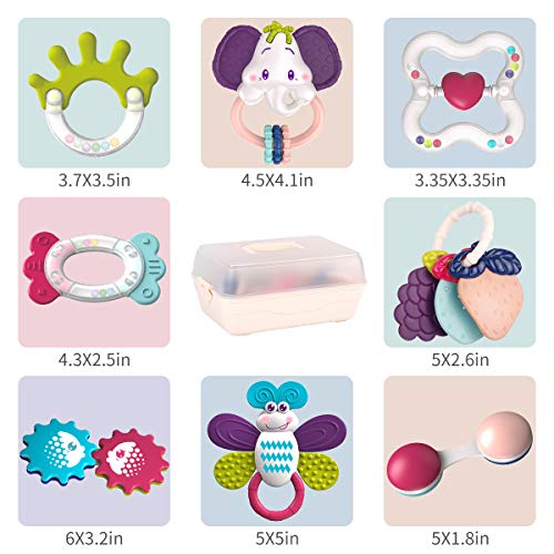 REMOKING Baby Toys 0-6 Months, 8 PCS Baby Rattle Set