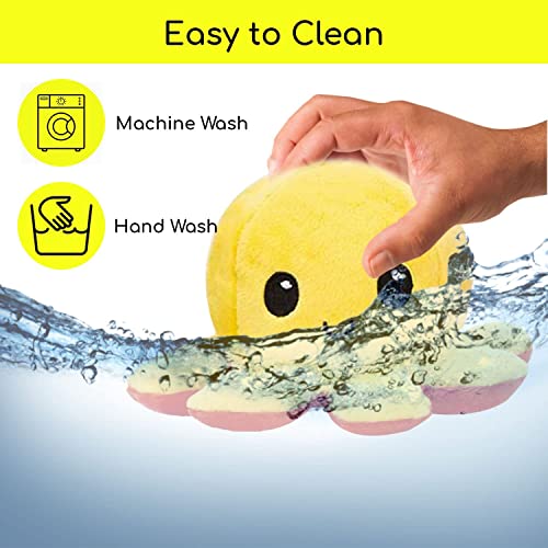 Double-Sided Reversible Octopus Plush Toy - Red-Yellow