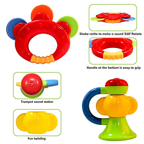Baby Rattle Teethers Set - 7 Pcs Sensory Toys