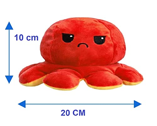 Double-Sided Reversible Octopus Plush Toy - Red-Yellow