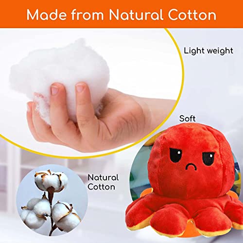 Double-Sided Reversible Octopus Plush Toy - Red-Yellow