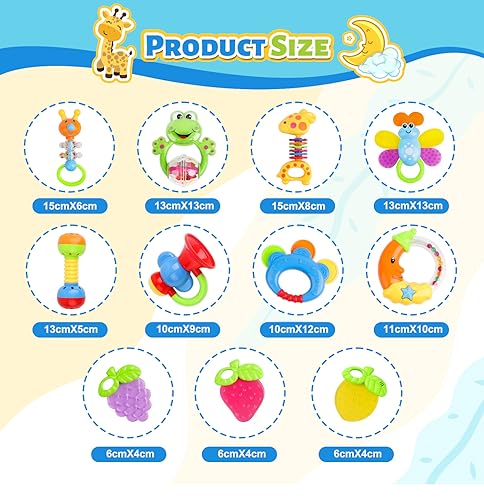 Sensory Baby Rattles Toys Set, 11 Pcs