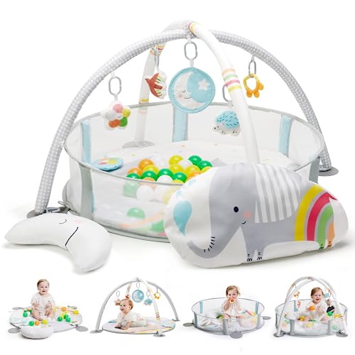 4-in-1 Baby Play Gym with Sensory Toys & Ball Pit