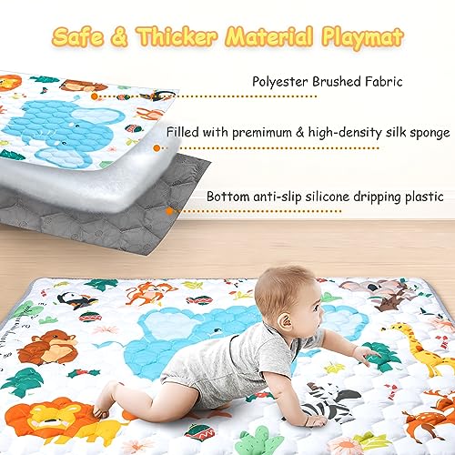 Foldable Cotton Baby Play Mat for Floor, Non-Slip