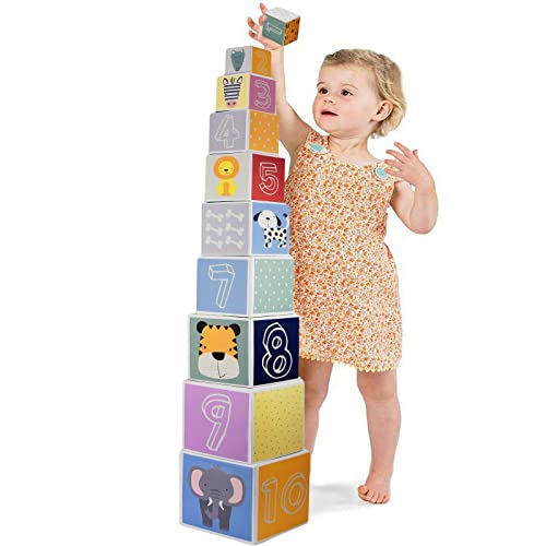Colorful Baby Nesting Blocks Set: Shapes, Animals, Numbers