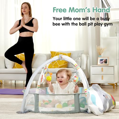 4-in-1 Baby Play Gym with Sensory Toys & Ball Pit
