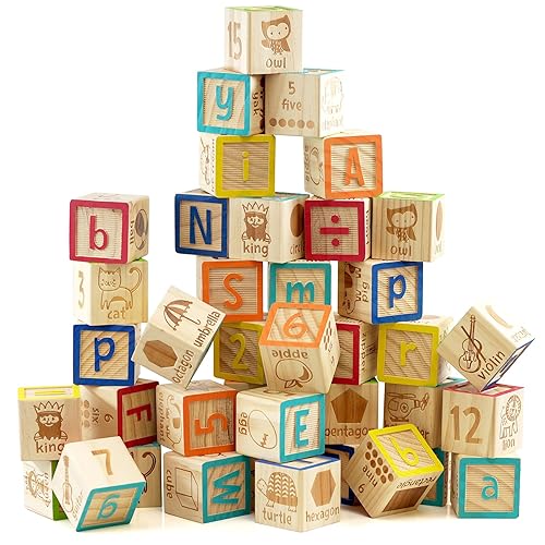 Wooden ABC Blocks Set: Educational Kids Toy 40 Pcs