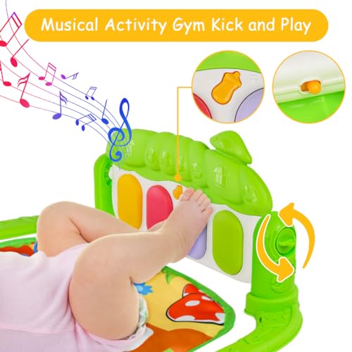 Baby Piano Gym with Music and Detachable Toys