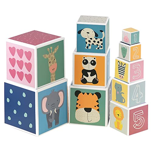 Colorful Baby Nesting Blocks Set: Shapes, Animals, Numbers