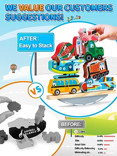 Wooden Stacking Cars & Building Blocks: Educational Baby Toys