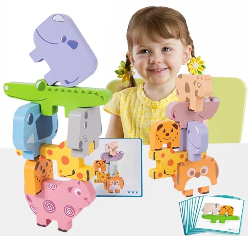 Wooden Animal Stacking Blocks - Fine Motor Skill Toy