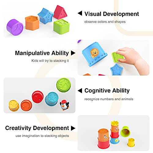 19PCS MOONTOY Stacking Cups, Early Educational Baby Toy