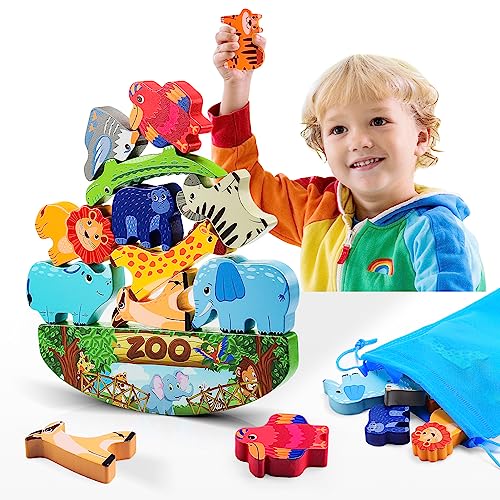 Wooden Animal Stacking Blocks for Boys and Girls