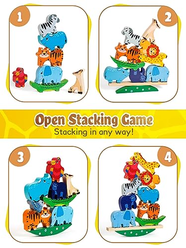 Montessori Animal Stacking Building Blocks for 3-5 Year Olds