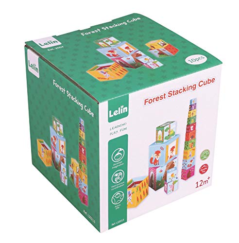 Lelin 10 PC Forest Animals Stacking Cubes
