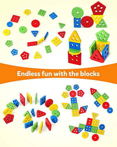 Coogam Wooden Sorting Stacking Toy: Shape Color Recognition