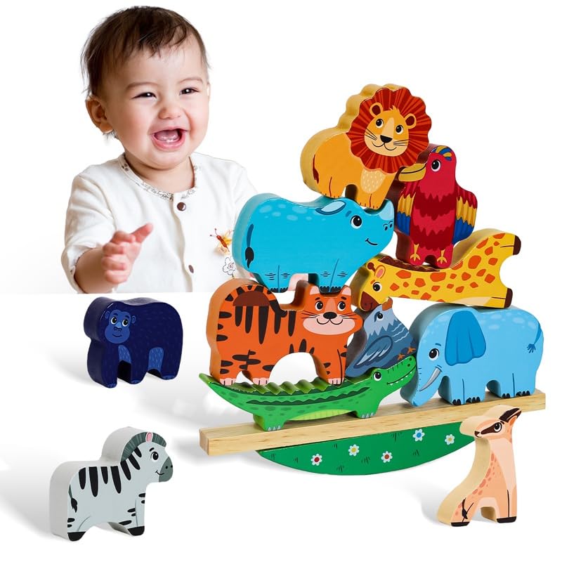 Animal Stacking Toy: Wooden Balance Blocks - Toddler