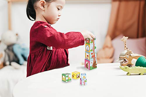 Lelin 10 PC Forest Animals Stacking Cubes