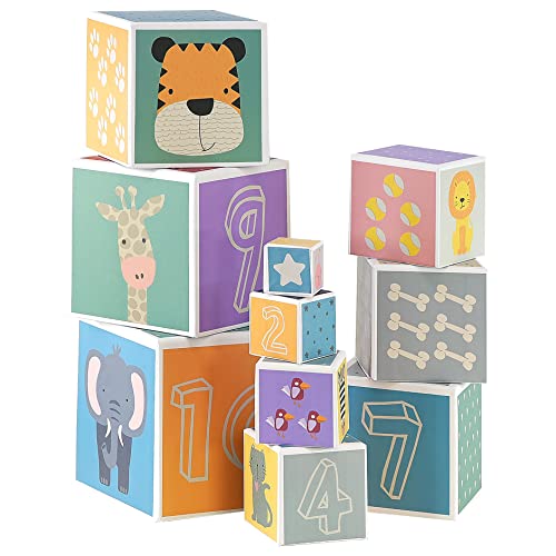 Colorful Baby Nesting Blocks Set: Shapes, Animals, Numbers