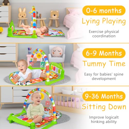 Baby Piano Gym with Music and Detachable Toys