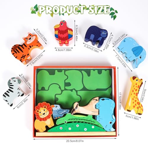 Animal Stacking Toy: Wooden Balance Blocks - Toddler