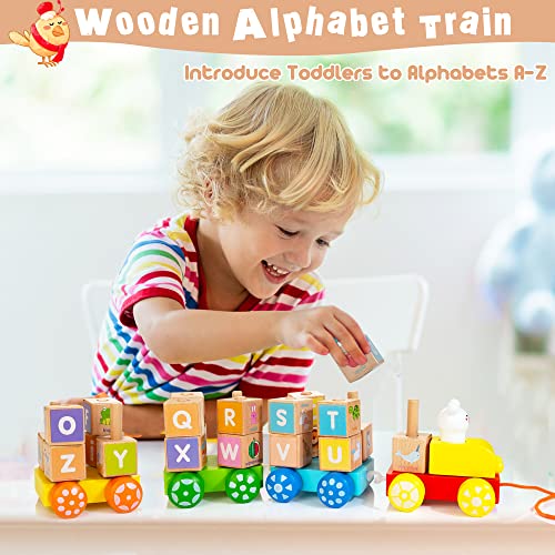 Wooden Stacking Train Toy - Shape Sorter Early Learning