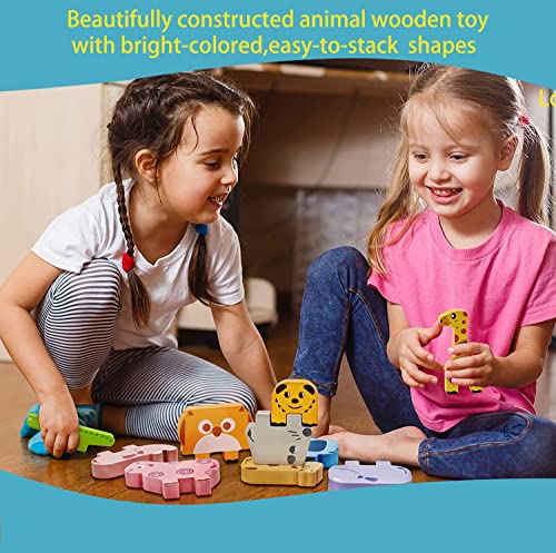 Wooden Animal Stacking Blocks - Fine Motor Skill Toy
