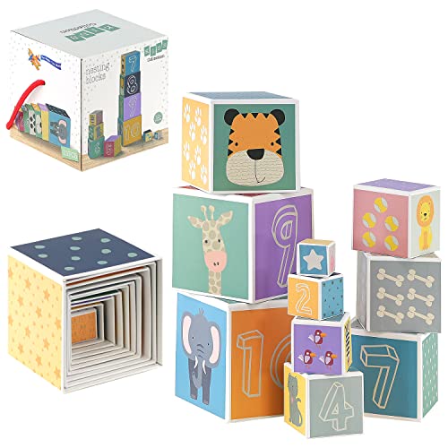 Colorful Baby Nesting Blocks Set: Shapes, Animals, Numbers
