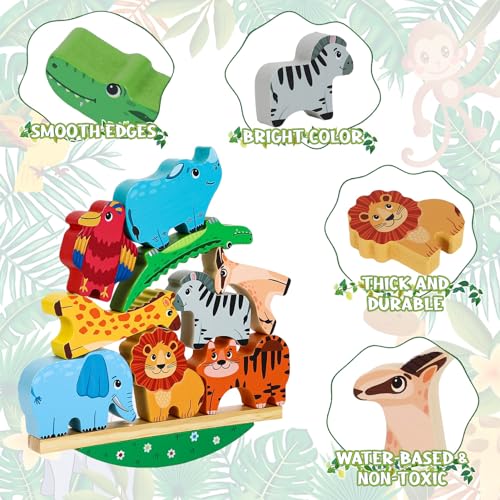 Animal Stacking Toy: Wooden Balance Blocks - Toddler