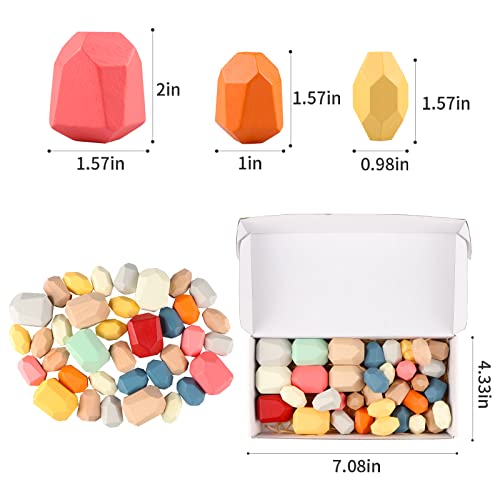 Colorful Montessori Wooden Stacking Rocks for Toddlers