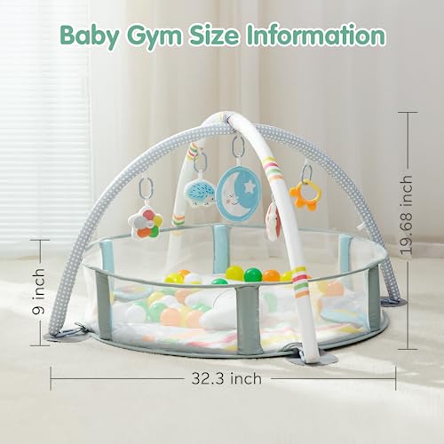 4-in-1 Baby Play Gym with Sensory Toys & Ball Pit