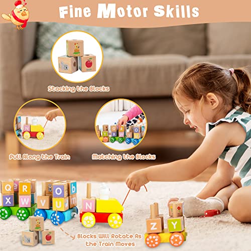 Wooden Stacking Train Toy - Shape Sorter Early Learning