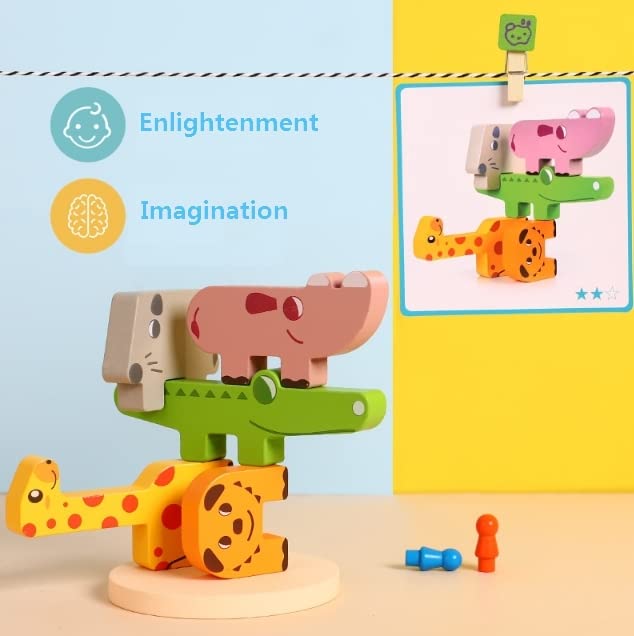 Wooden Animal Stacking Blocks - Fine Motor Skill Toy
