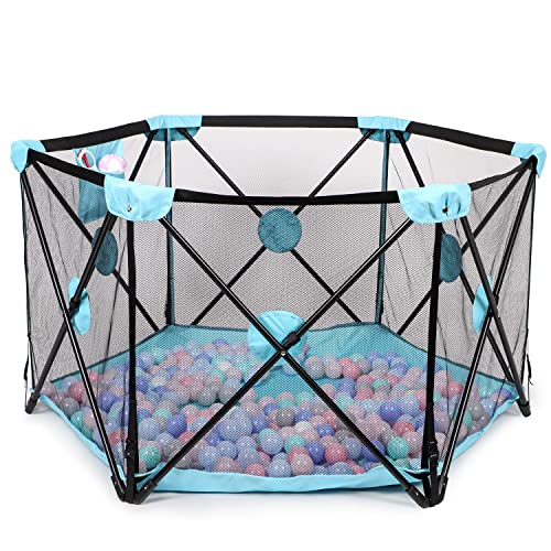 Lightweight Baby Playpen with Breathable Mesh and Carry Bag