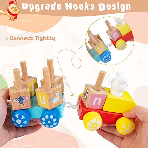 Wooden Stacking Train Toy - Shape Sorter Early Learning