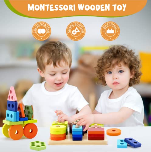 Montessori Geometric Sorting Stacking Toys for Toddlers