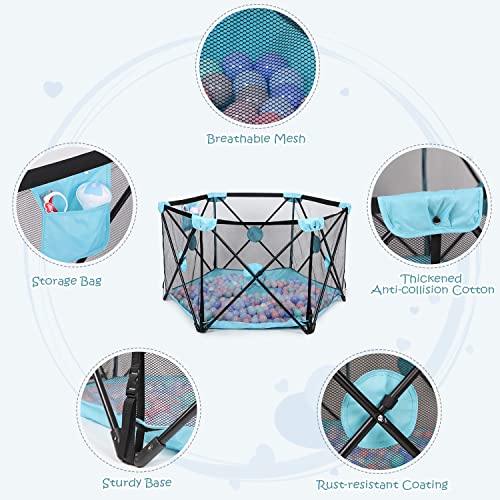 Lightweight Baby Playpen with Breathable Mesh and Carry Bag