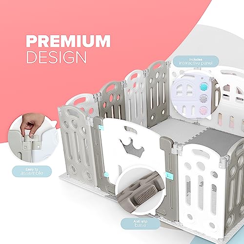 KIDOOLA Baby Playpen with Activity Panel and Playmats