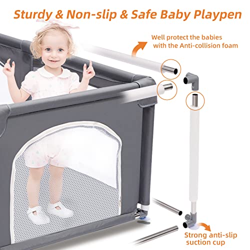 Large Baby Playpen with Anti-Collision Foam: Indoor & Outdoor