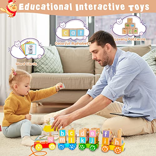 Wooden Stacking Train Toy - Shape Sorter Early Learning