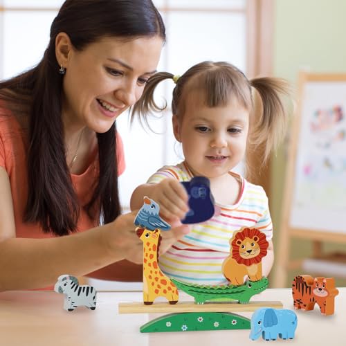 Animal Stacking Toy: Wooden Balance Blocks - Toddler