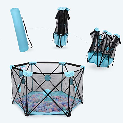 Lightweight Baby Playpen with Breathable Mesh and Carry Bag