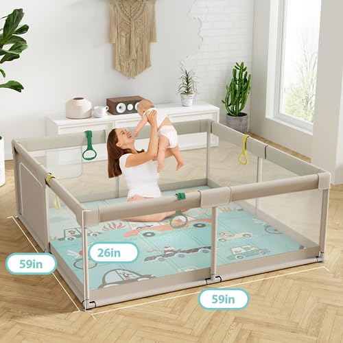 Large Baby Playpen with Mat, Ideal for Babies