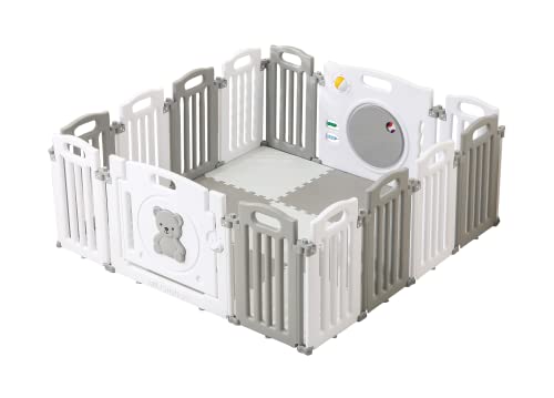 Foldable Baby Playpen with Activity Panel and Play Mats