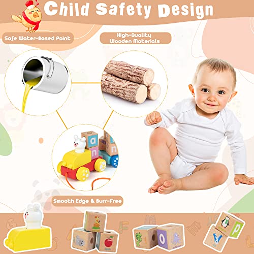 Wooden Stacking Train Toy - Shape Sorter Early Learning