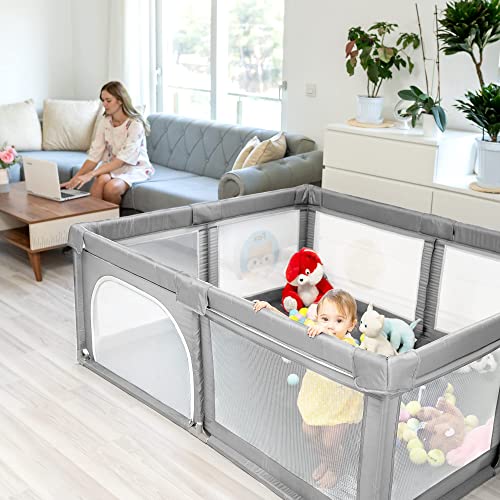 Sturdy 127cmX127cm Baby Playpen with Safety and Soft Mesh