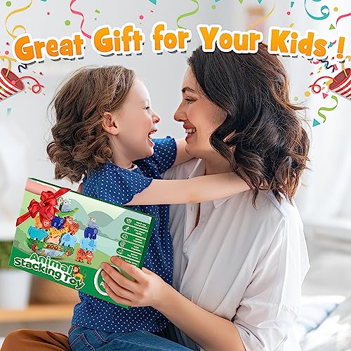 Wooden Animal Stacking Blocks for Boys and Girls