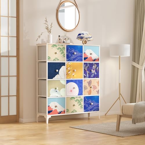 Baby Storage Drawers with Metal Frame and Wooden Top