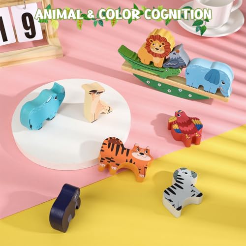 Animal Stacking Toy: Wooden Balance Blocks - Toddler