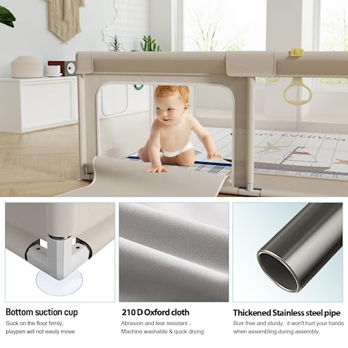 Large Baby Playpen with Mat, Ideal for Babies